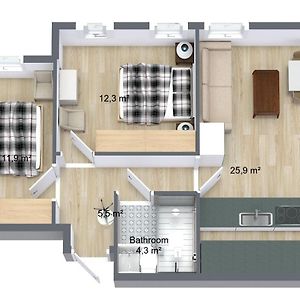 Appartement à 2 Chambres à Coucher