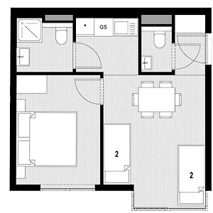 Appartement à 2 Chambres à Coucher