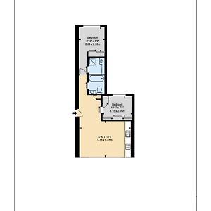 Appartement à 2 Chambres à Coucher