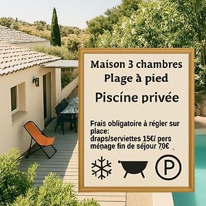 villa privé, plage a pied piscine, parking 2 voitures, 3 chambres 2 sdb