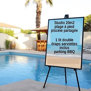 Reve D'Azur En Bord De Mer, Studio Avec Piscine Partagee, Parking Barbecue, Draps Inclus A La Nartelle